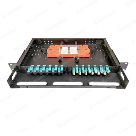 Staggered Port Fixed Type Fiber Optic Rack Enclosure With Front Cover For Rack Mount